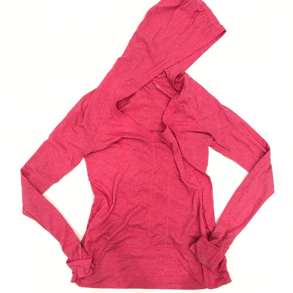 Zella Hot Pink Hooded Long Sleeve Shirt Scoop Neck - Picture 2 of 8